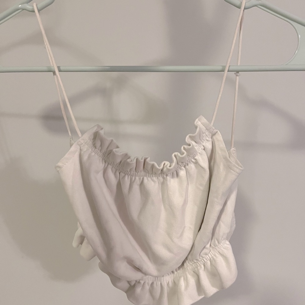 Soft chalk white tank top with open back